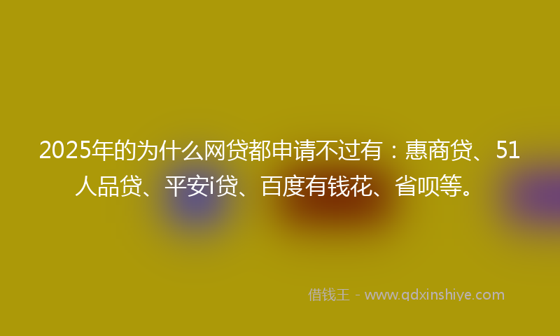 2025年的为什么网贷都申请不过有：惠商贷、51人品贷、平安i贷、百度有钱花、省呗等。