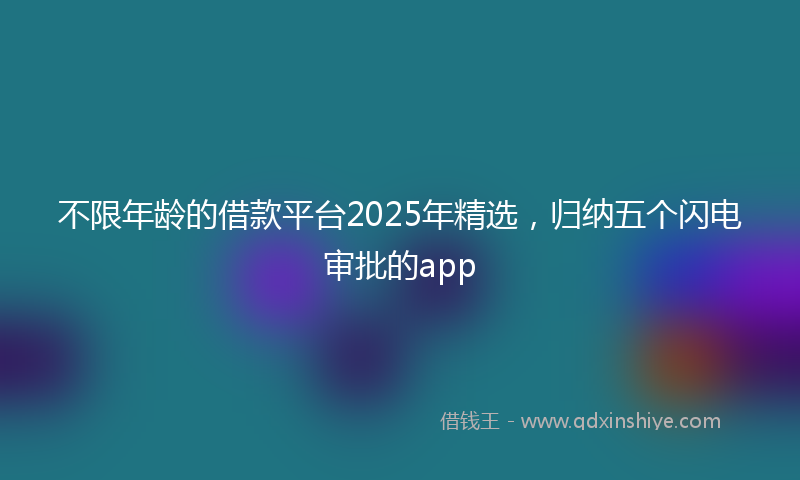 不限年龄的借款平台2025年精选，归纳五个闪电审批的app