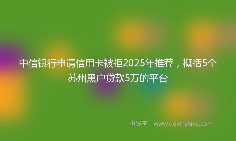 中信银行申请信用卡被拒2025年推荐，概括5个苏州黑户贷款5万的平台