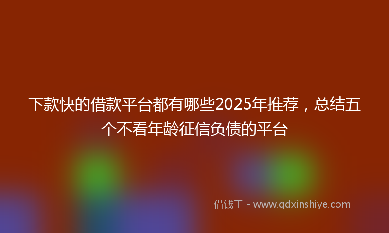下款快的借款平台都有哪些2025年推荐，总结五个不看年龄征信负债的平台