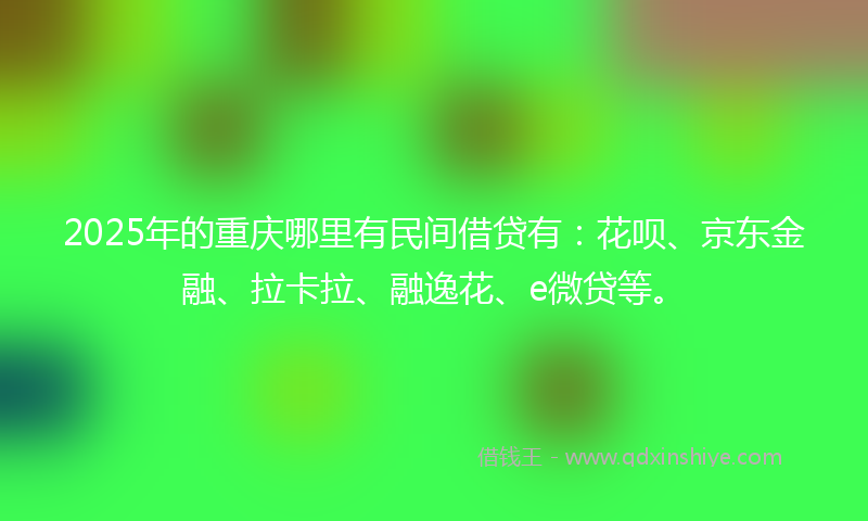 2025年的重庆哪里有民间借贷有：花呗、京东金融、拉卡拉、融逸花、e微贷等。
