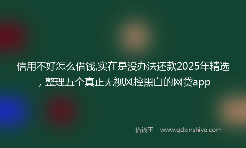 信用不好怎么借钱,实在是没办法还款2025年精选，整理五个真正无视风控黑白的网贷app