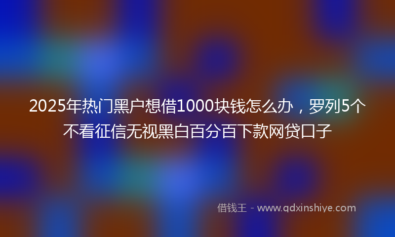 2025年热门黑户想借1000块钱怎么办，罗列5个不看征信无视黑白百分百下款网贷口子