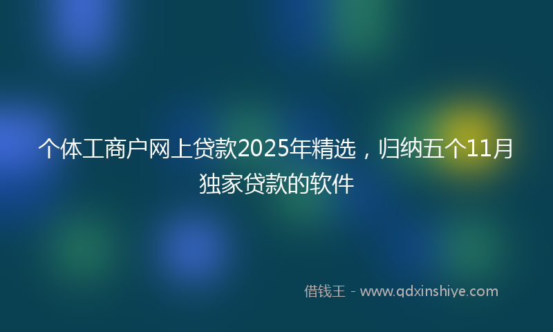 个体工商户网上贷款2025年精选，归纳五个11月独家贷款的软件