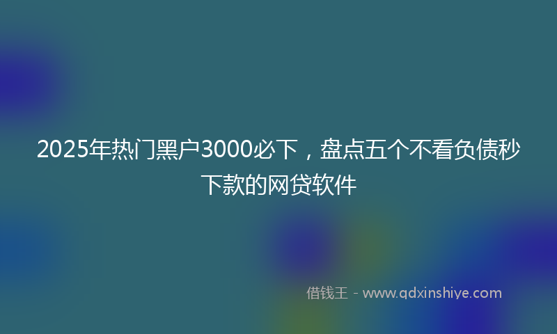 2025年热门黑户3000必下，盘点五个不看负债秒下款的网贷软件