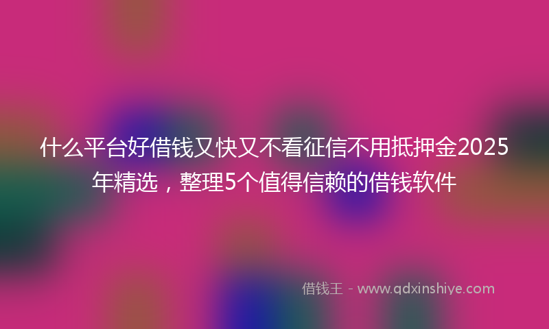 什么平台好借钱又快又不看征信不用抵押金2025年精选，整理5个值得信赖的借钱软件