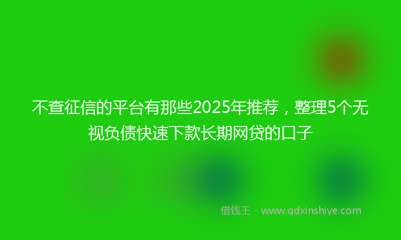 不查征信的平台有那些2025年推荐，整理5个无视负债快速下款长期网贷的口子