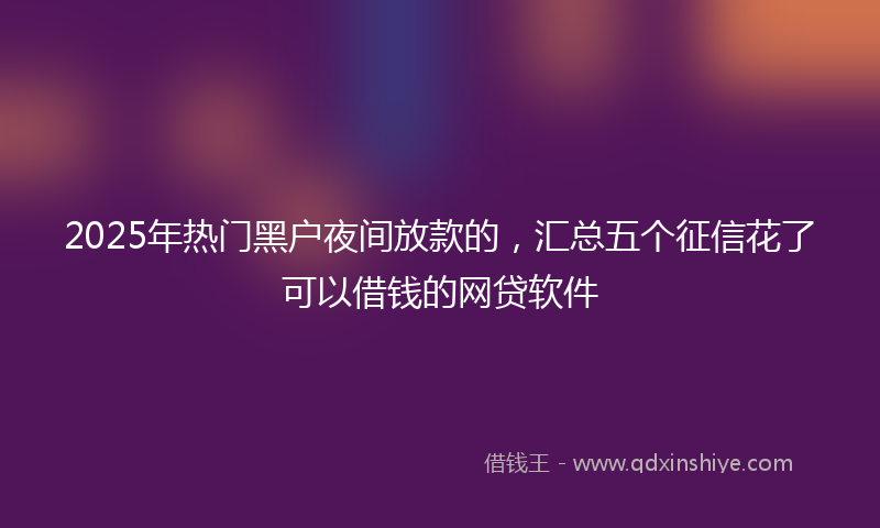 2025年热门黑户夜间放款的，汇总五个征信花了可以借钱的网贷软件