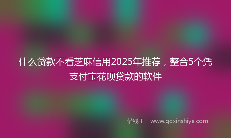 什么贷款不看芝麻信用2025年推荐，整合5个凭支付宝花呗贷款的软件