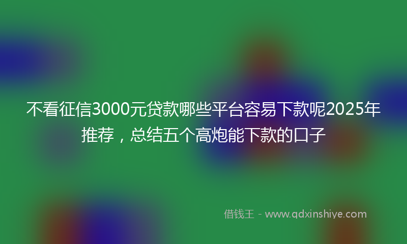 不看征信3000元贷款哪些平台容易下款呢2025年推荐，总结五个高炮能下款的口子