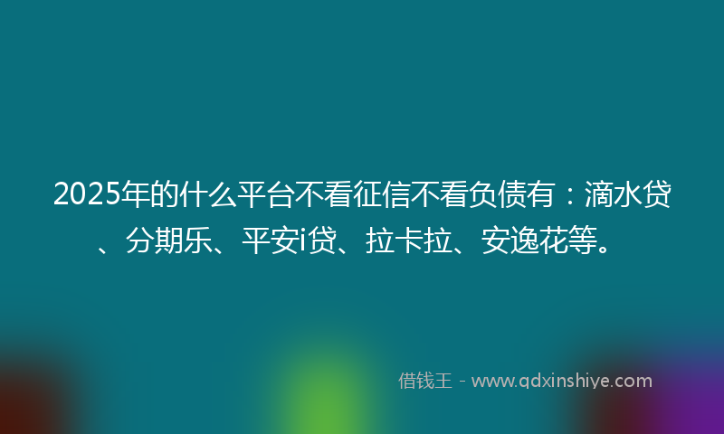 2025年的什么平台不看征信不看负债有：滴水贷、分期乐、平安i贷、拉卡拉、安逸花等。