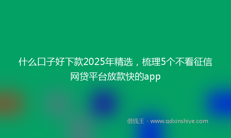 什么口子好下款2025年精选，梳理5个不看征信网贷平台放款快的app