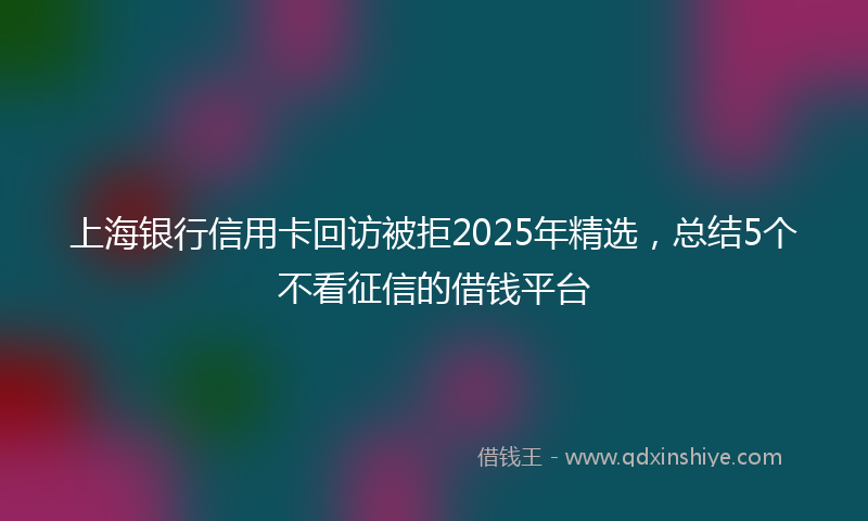 上海银行信用卡回访被拒2025年精选，总结5个不看征信的借钱平台