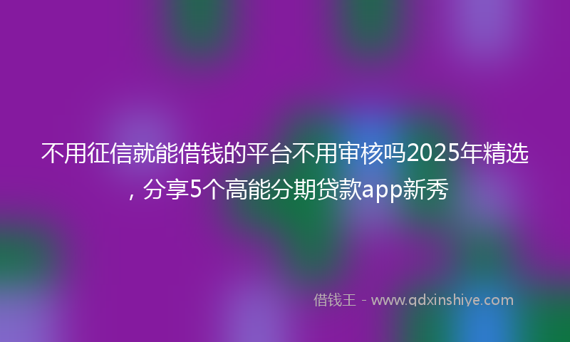 不用征信就能借钱的平台不用审核吗2025年精选，分享5个高能分期贷款app新秀