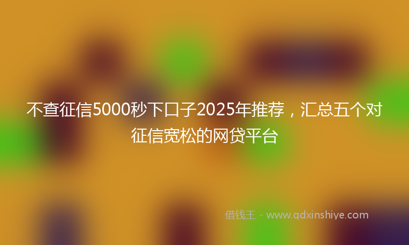 不查征信5000秒下口子2025年推荐，汇总五个对征信宽松的网贷平台