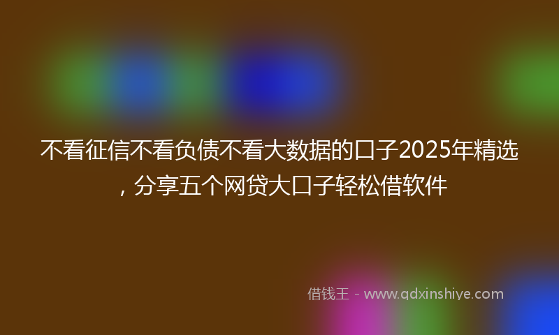 不看征信不看负债不看大数据的口子2025年精选，分享五个网贷大口子轻松借软件