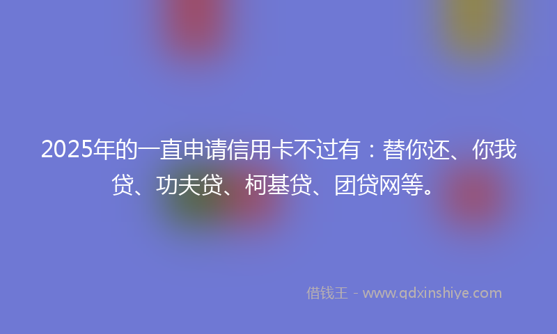 2025年的一直申请信用卡不过有：替你还、你我贷、功夫贷、柯基贷、团贷网等。