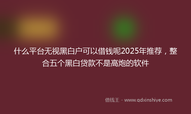 什么平台无视黑白户可以借钱呢2025年推荐，整合五个黑白贷款不是高炮的软件