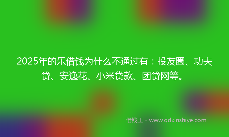 2025年的乐借钱为什么不通过有：投友圈、功夫贷、安逸花、小米贷款、团贷网等。