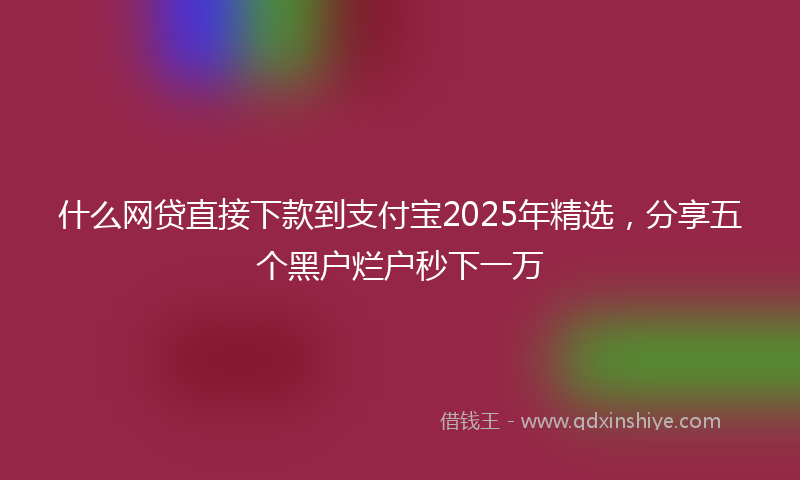 什么网贷直接下款到支付宝2025年精选，分享五个黑户烂户秒下一万