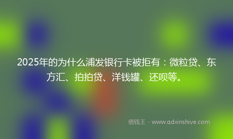 2025年的为什么浦发银行卡被拒有：微粒贷、东方汇、拍拍贷、洋钱罐、还呗等。