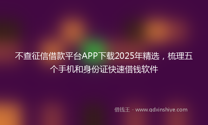 不查征信借款平台APP下载2025年精选，梳理五个手机和身份证快速借钱软件