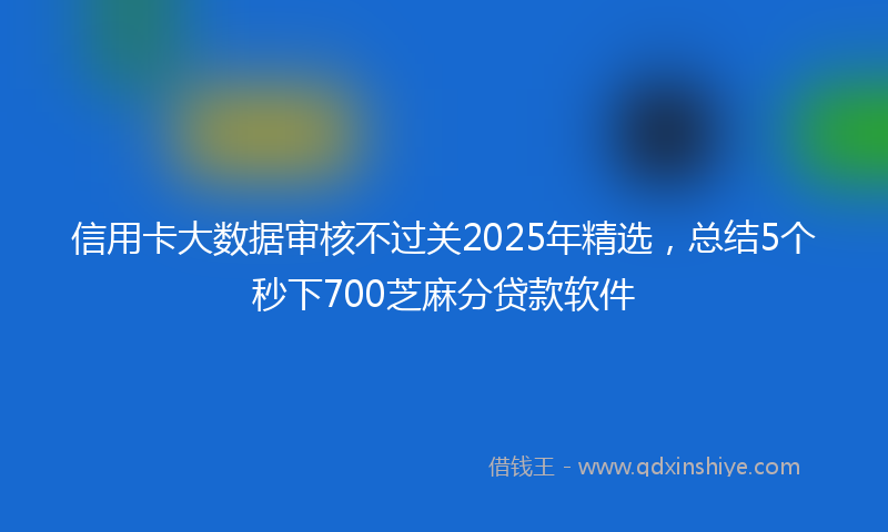 信用卡大数据审核不过关2025年精选，总结5个秒下700芝麻分贷款软件
