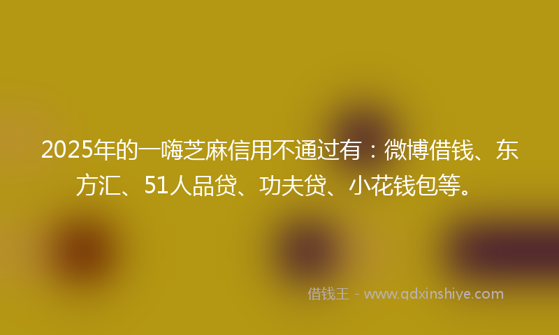 2025年的一嗨芝麻信用不通过有：微博借钱、东方汇、51人品贷、功夫贷、小花钱包等。