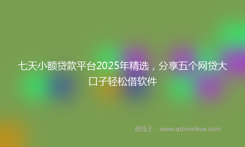 七天小额贷款平台2025年精选，分享五个网贷大口子轻松借软件