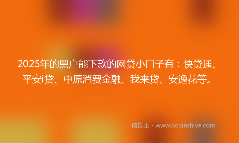 2025年的黑户能下款的网贷小口子有：快贷通、平安i贷、中原消费金融、我来贷、安逸花等。