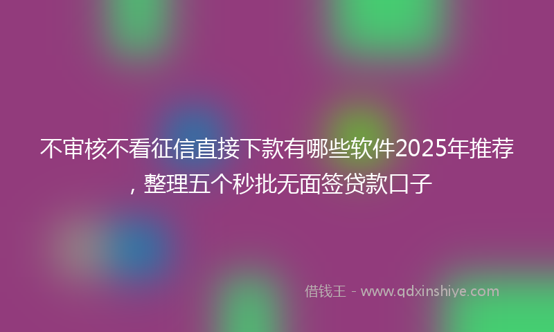 不审核不看征信直接下款有哪些软件2025年推荐，整理五个秒批无面签贷款口子