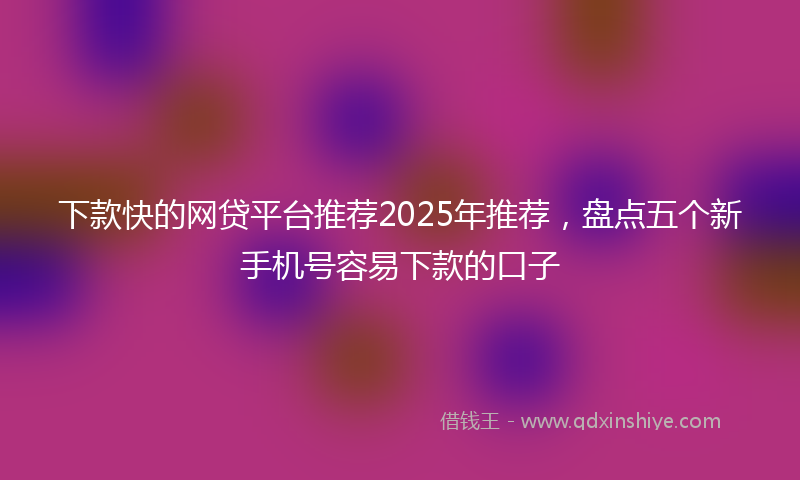 下款快的网贷平台推荐2025年推荐，盘点五个新手机号容易下款的口子