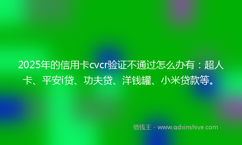 2025年的信用卡cvcr验证不通过怎么办有：超人卡、平安i贷、功夫贷、洋钱罐、小米贷款等。