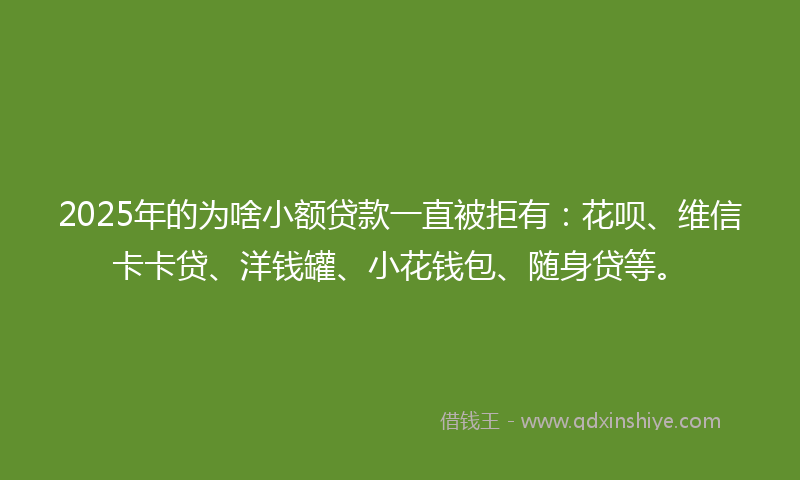 2025年的为啥小额贷款一直被拒有：花呗、维信卡卡贷、洋钱罐、小花钱包、随身贷等。