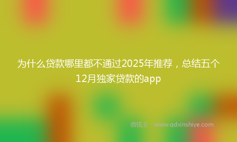 为什么贷款哪里都不通过2025年推荐，总结五个12月独家贷款的app