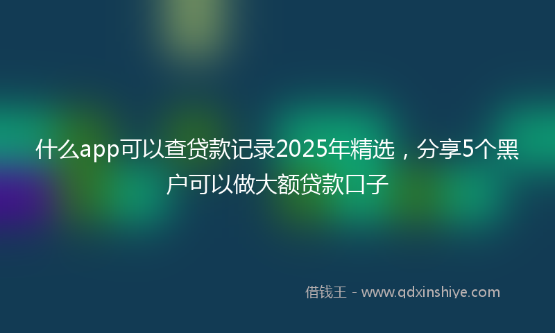 什么app可以查贷款记录2025年精选，分享5个黑户可以做大额贷款口子