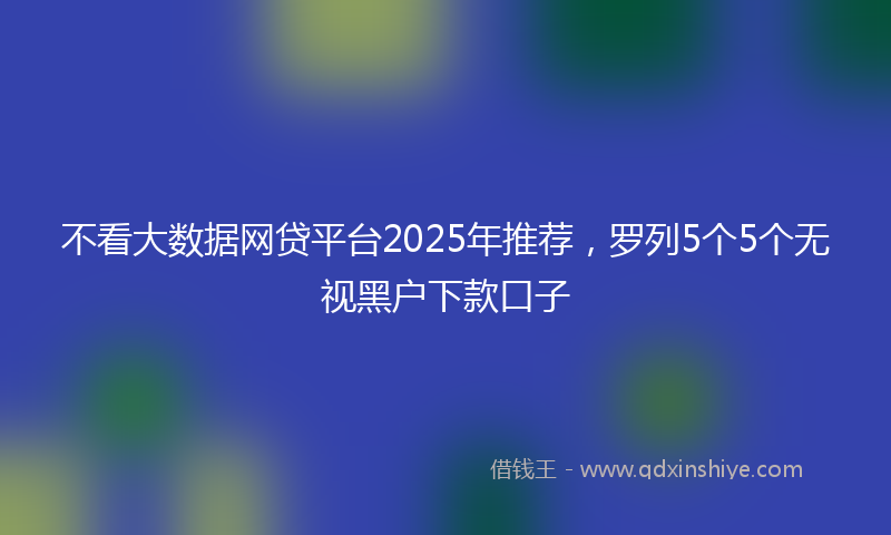 不看大数据网贷平台2025年推荐，罗列5个5个无视黑户下款口子