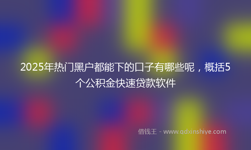 2025年热门黑户都能下的口子有哪些呢，概括5个公积金快速贷款软件