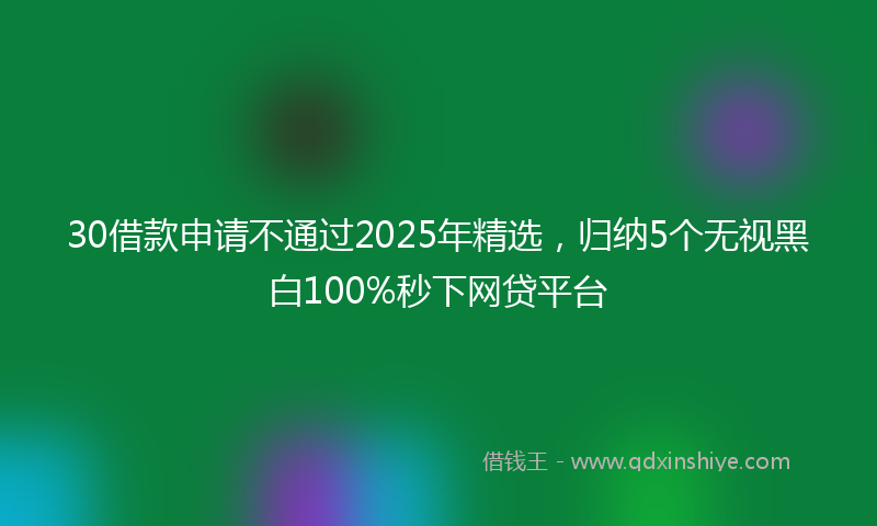 30借款申请不通过2025年精选，归纳5个无视黑白100%秒下网贷平台