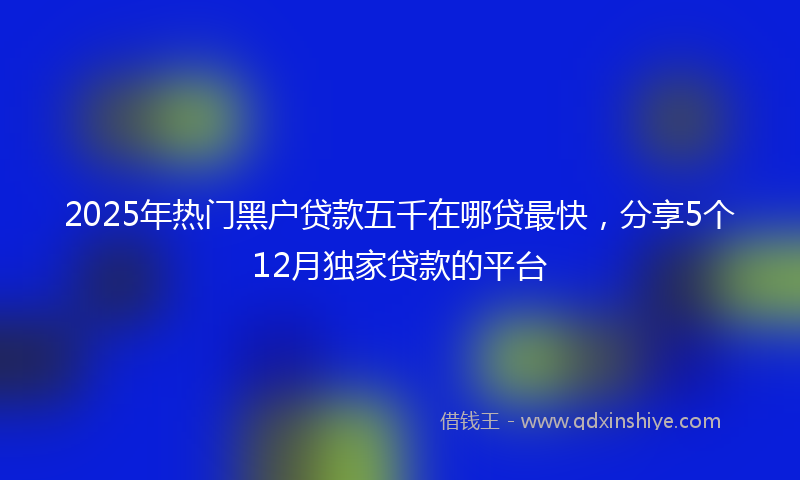 2025年热门黑户贷款五千在哪贷最快，分享5个12月独家贷款的平台