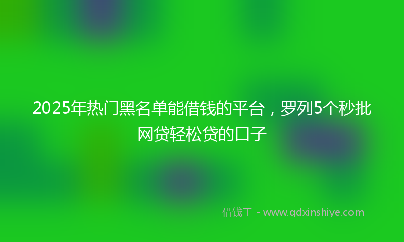 2025年热门黑名单能借钱的平台，罗列5个秒批网贷轻松贷的口子