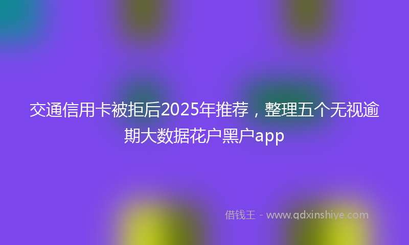 交通信用卡被拒后2025年推荐，整理五个无视逾期大数据花户黑户app