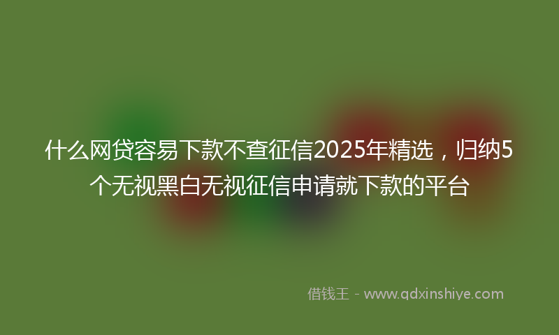 什么网贷容易下款不查征信2025年精选，归纳5个无视黑白无视征信申请就下款的平台