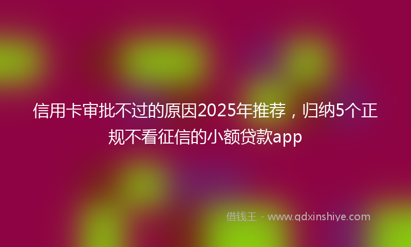 信用卡审批不过的原因2025年推荐，归纳5个正规不看征信的小额贷款app