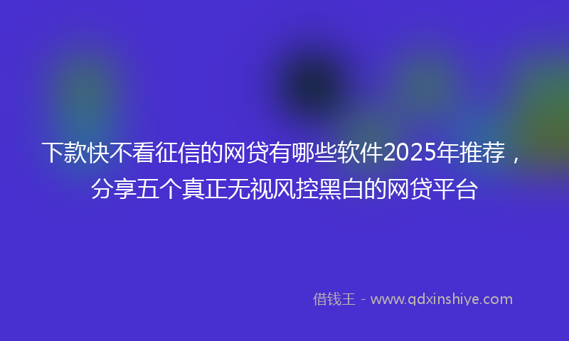 下款快不看征信的网贷有哪些软件2025年推荐，分享五个真正无视风控黑白的网贷平台