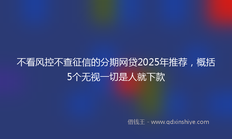 不看风控不查征信的分期网贷2025年推荐，概括5个无视一切是人就下款