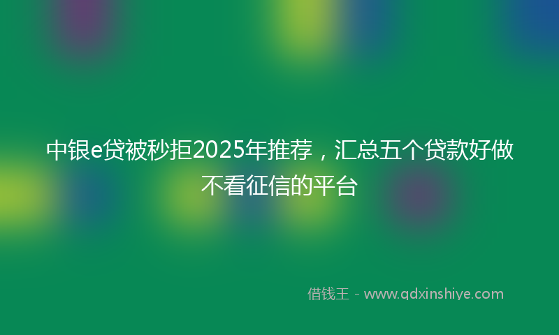 中银e贷被秒拒2025年推荐，汇总五个贷款好做不看征信的平台