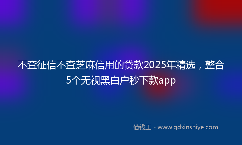 不查征信不查芝麻信用的贷款2025年精选，整合5个无视黑白户秒下款app
