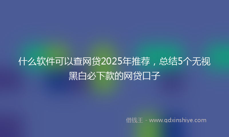 什么软件可以查网贷2025年推荐，总结5个无视黑白必下款的网贷口子