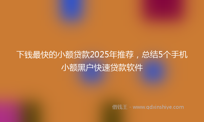 下钱最快的小额贷款2025年推荐，总结5个手机小额黑户快速贷款软件